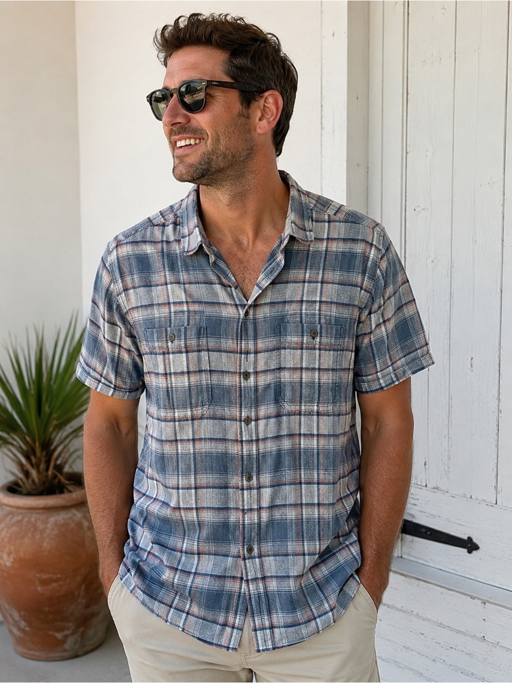 Kühl Men’s Plaid Short Sleeve Button-Down Shirt – Size Medium